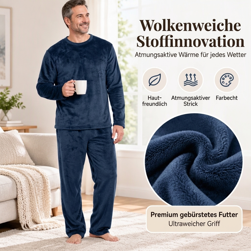 🔥💖 Zeitlich begrenzter Rabatt – nur solange der Vorrat reicht! 🔥Bequemes Wärmendes Samt-Schlafanzug-Set für Herren