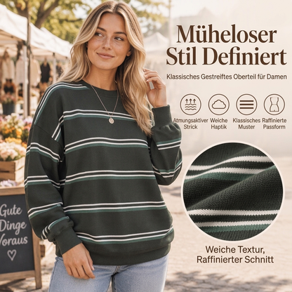 💖 50% Rabatt – nur solange der Vorrat reicht!🛍️✨Freizeit-Oberteil mit Rundhalsausschnitt und Streifen für Damen