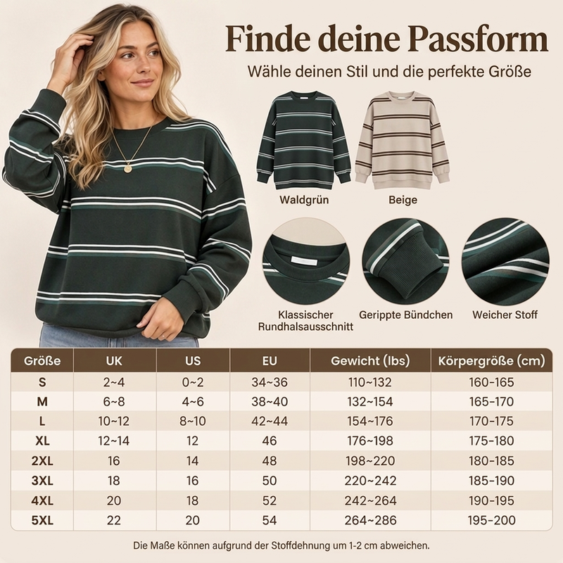💖 50% Rabatt – nur solange der Vorrat reicht!🛍️✨Freizeit-Oberteil mit Rundhalsausschnitt und Streifen für Damen