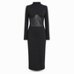 🥳Über 5.000 Mal im Warenkorb!🥳 Damen Rundhals Langarm Patchwork Figurbetontes Bodycon Strickkleid