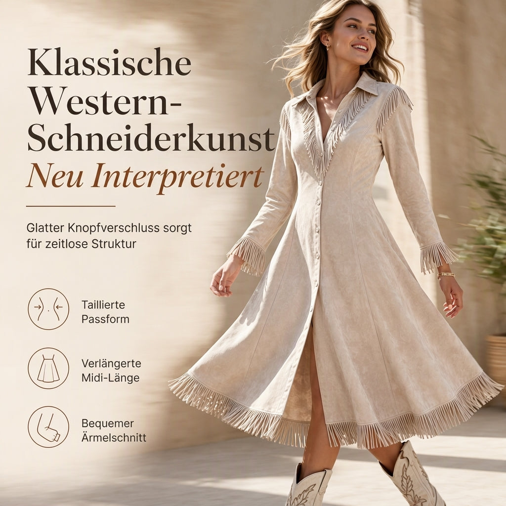 ⏰ Countdown läuft – 50% nur noch 3 Tage! Damen Vintage Langarm Fransenkleid