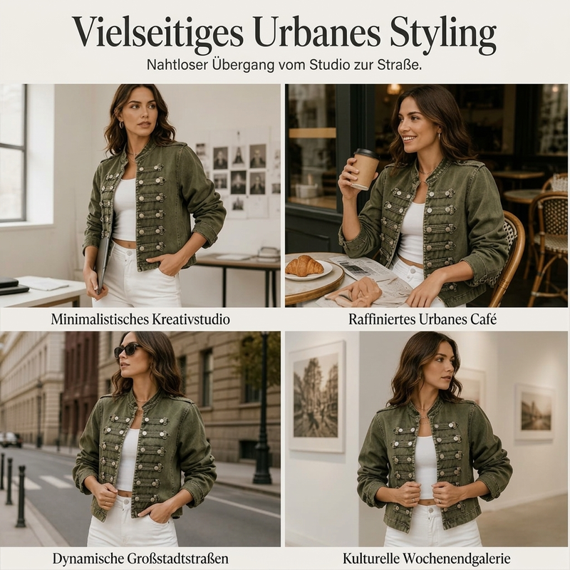 🖤 Black Friday Vorabzugang: 50 % Rabatt 🖤 Vintage Jeansjacke für Damen mit symmetrischer Knopfleiste