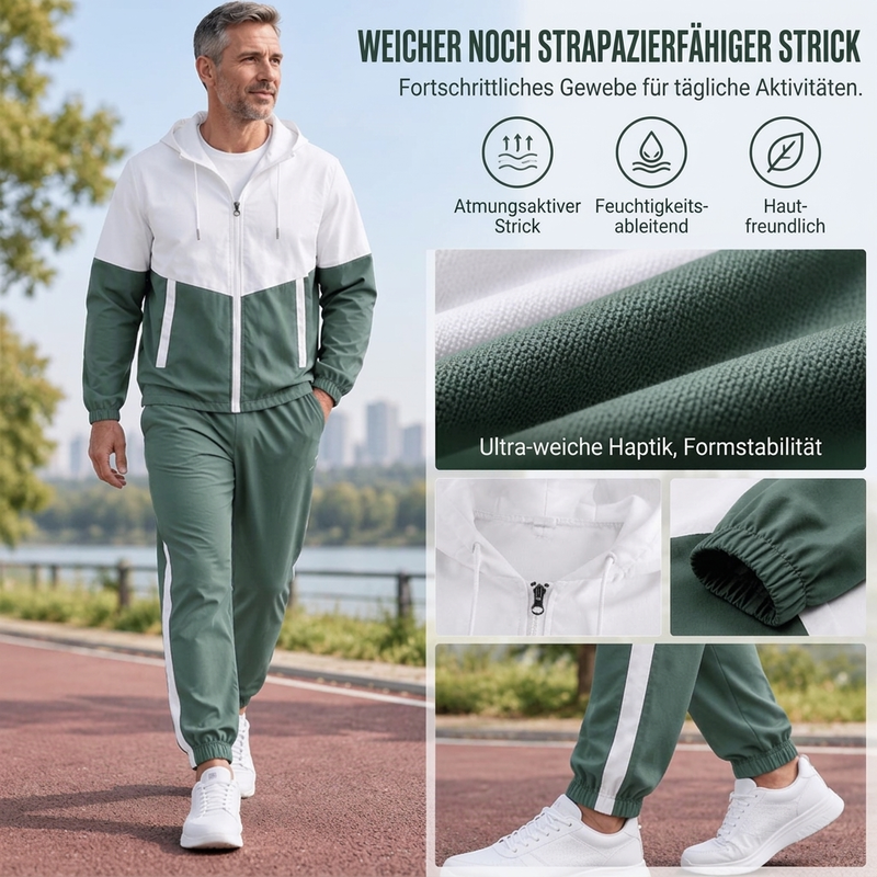 🔥 Nur heute 50 %! Leichtes Farbblock-Jacken- und Jogginganzug-Set für Herren