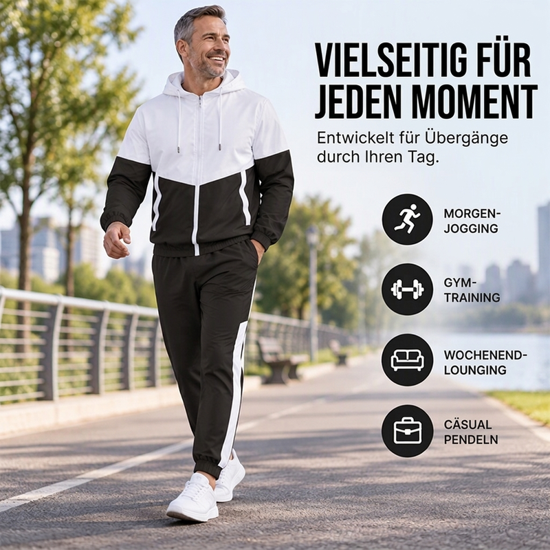 🔥 Nur heute 50 %! Leichtes Farbblock-Jacken- und Jogginganzug-Set für Herren