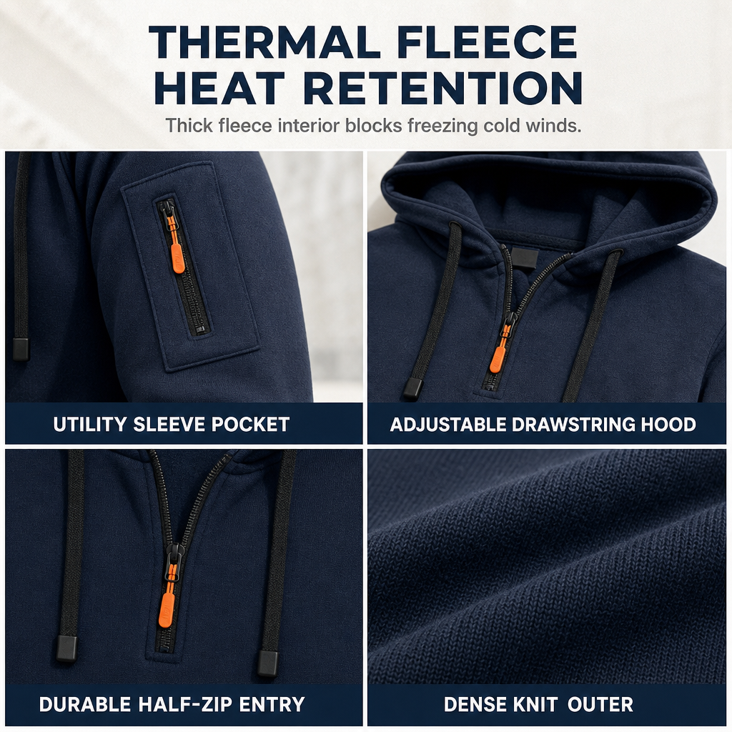 🙌 70% Wiederkaufquote – 🔥 Beliebtes Produkt! ✨ 🍂 Herren schweres, mit Fleece gefüttertes Kapuzen-Sweatshirt, locker sitzend, lässige Arbeitskleidung