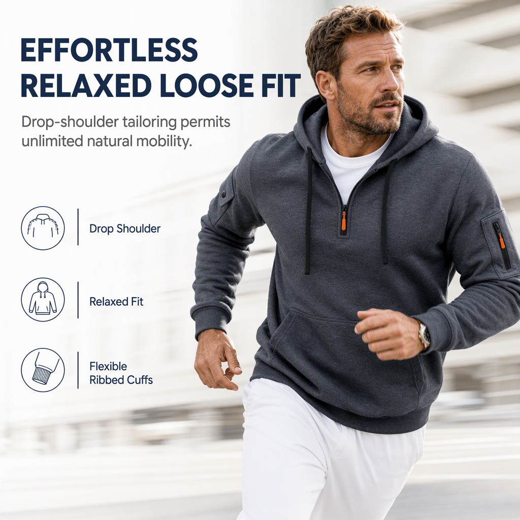 🙌 70% Wiederkaufquote – 🔥 Beliebtes Produkt! ✨ 🍂 Herren schweres, mit Fleece gefüttertes Kapuzen-Sweatshirt, locker sitzend, lässige Arbeitskleidung