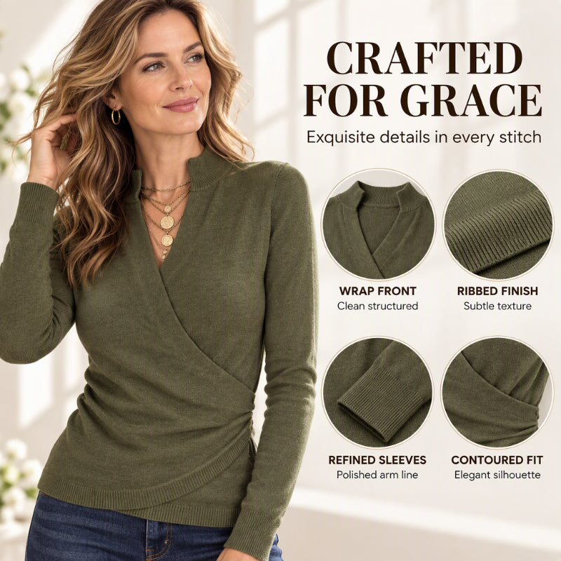 🙌 70% Wiederkaufquote✨Damen elegantes V-Ausschnitt Wickel-Strickoberteil