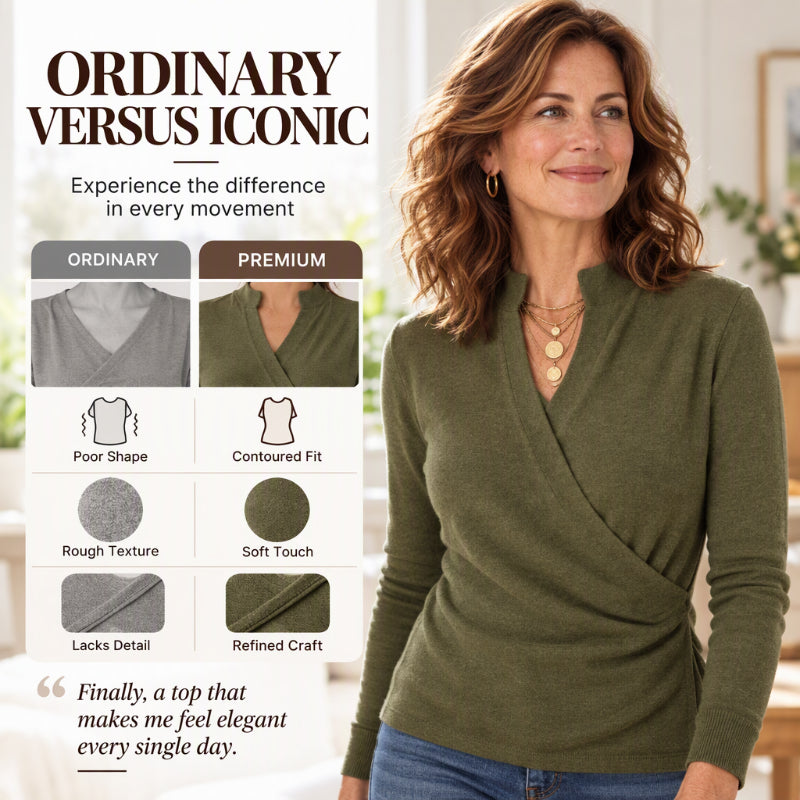 🙌 70% Wiederkaufquote✨Damen elegantes V-Ausschnitt Wickel-Strickoberteil