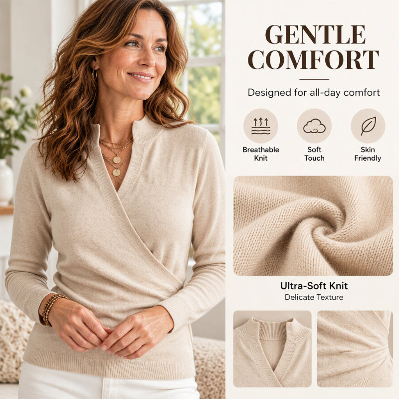 🙌 70% Wiederkaufquote✨Damen elegantes V-Ausschnitt Wickel-Strickoberteil