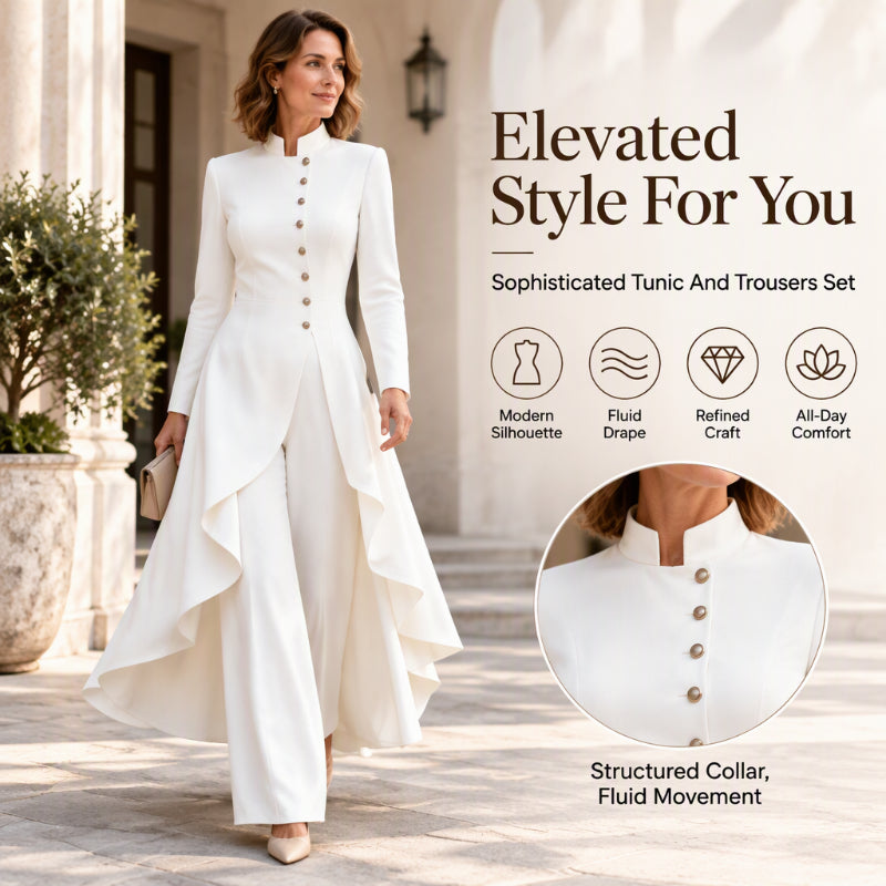 🔥Beliebtes Produkt ！✨✨Elegantes zweiteiliges Damen-Outfit: Langmantel mit weitem Bein