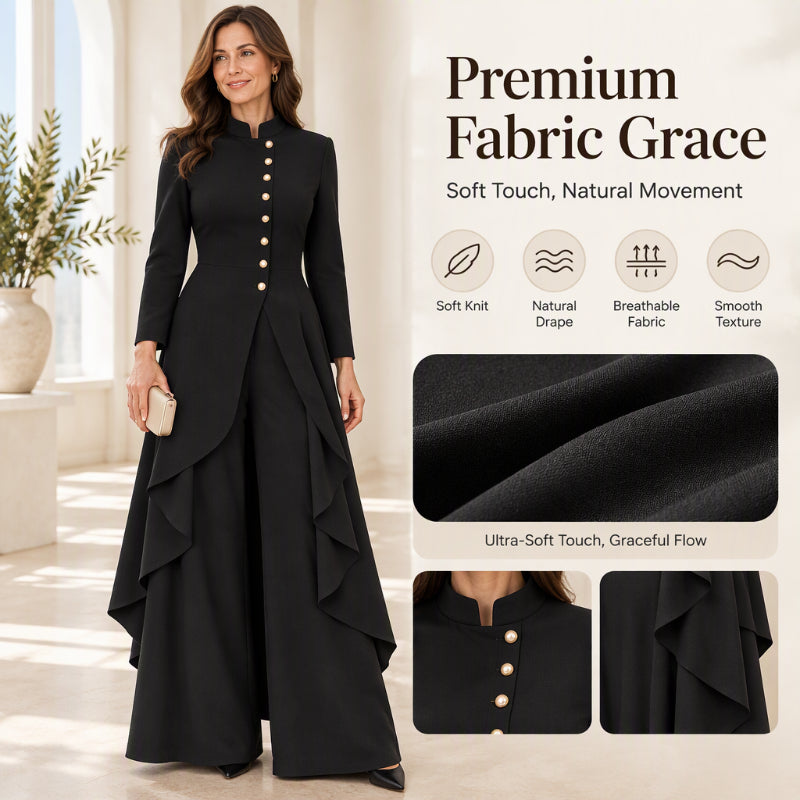 🔥Beliebtes Produkt ！✨✨Elegantes zweiteiliges Damen-Outfit: Langmantel mit weitem Bein