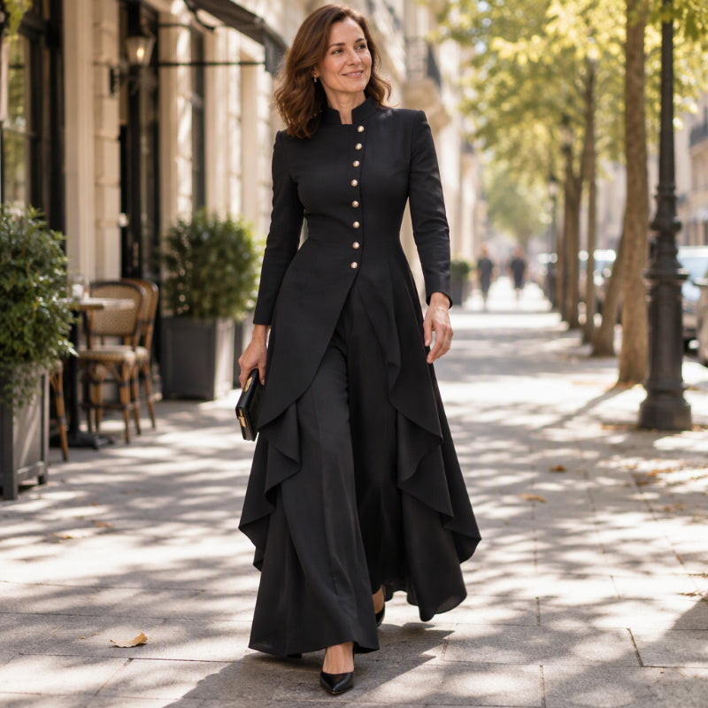 🔥Beliebtes Produkt ！✨✨Elegantes zweiteiliges Damen-Outfit: Langmantel mit weitem Bein