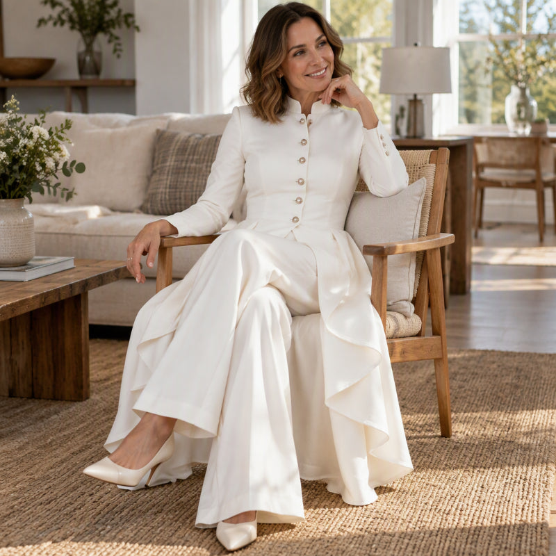🔥Beliebtes Produkt ！✨✨Elegantes zweiteiliges Damen-Outfit: Langmantel mit weitem Bein
