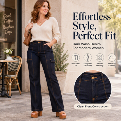 🚀 Sparen Sie jetzt Zeit & Geld! 😍✨Damen Jeans mit hohem Bund, kontrastfarbiger Ziernaht und weitem Bein