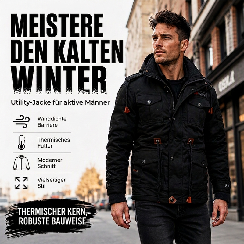 🎯 50% Rabatt + Gratis Versand! 🚚 Wärmende Winterjacke für Herren mit abnehmbarer Kapuze