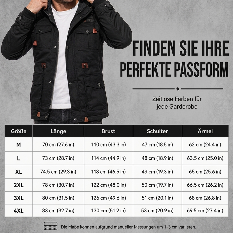 🎯 50% Rabatt + Gratis Versand! 🚚 Wärmende Winterjacke für Herren mit abnehmbarer Kapuze