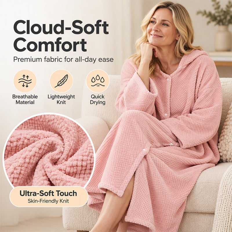 🔥Beliebtes Produkt !!!🛍️✨Damen Bademantel mit Kapuze als Handtuch tragbar