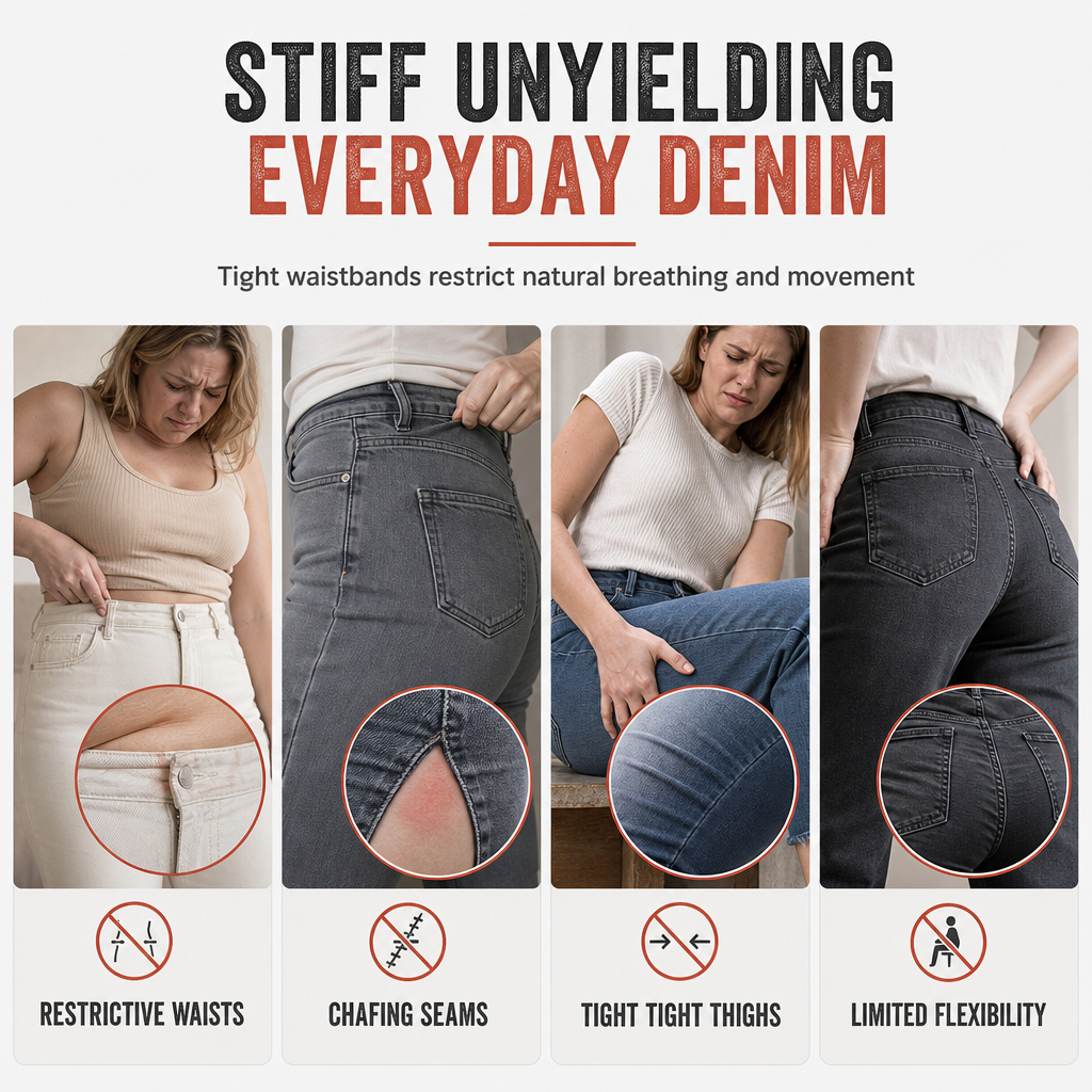 🔥Beliebtes Produkt ！✨Damen Stretchjeans in Übergröße, mittlere Taille, verkürzte Hosen, Denimhosen mit schmalem Knöchelbund und gesteppten aufgesetzten Taschen