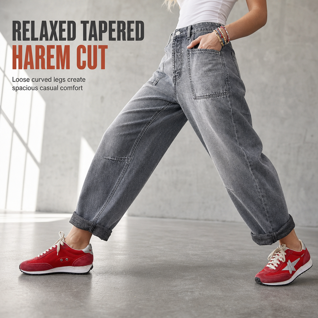🔥Beliebtes Produkt ！✨Damen Stretchjeans in Übergröße, mittlere Taille, verkürzte Hosen, Denimhosen mit schmalem Knöchelbund und gesteppten aufgesetzten Taschen