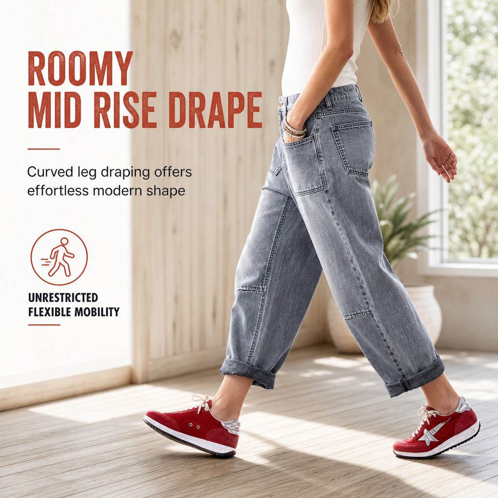 🔥Beliebtes Produkt ！✨Damen Stretchjeans in Übergröße, mittlere Taille, verkürzte Hosen, Denimhosen mit schmalem Knöchelbund und gesteppten aufgesetzten Taschen