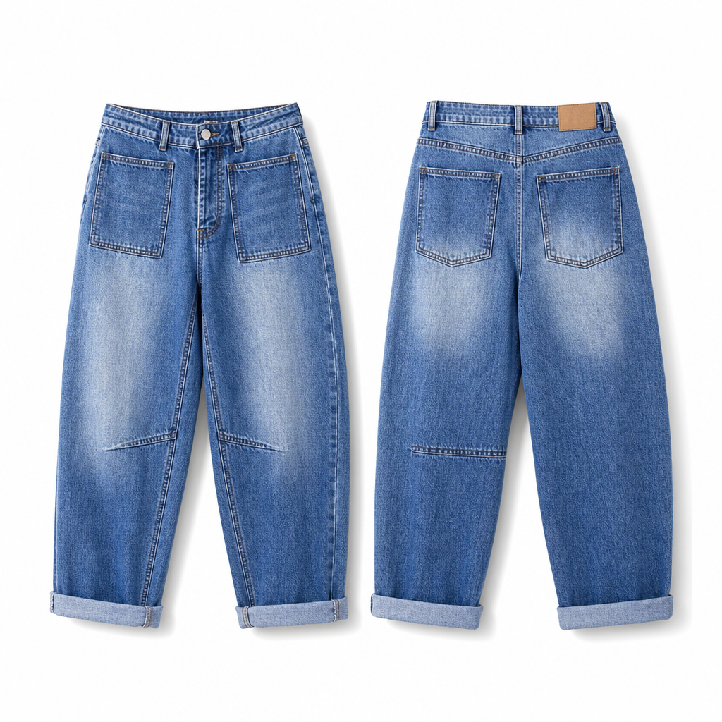 🔥Beliebtes Produkt ！✨Damen Stretchjeans in Übergröße, mittlere Taille, verkürzte Hosen, Denimhosen mit schmalem Knöchelbund und gesteppten aufgesetzten Taschen