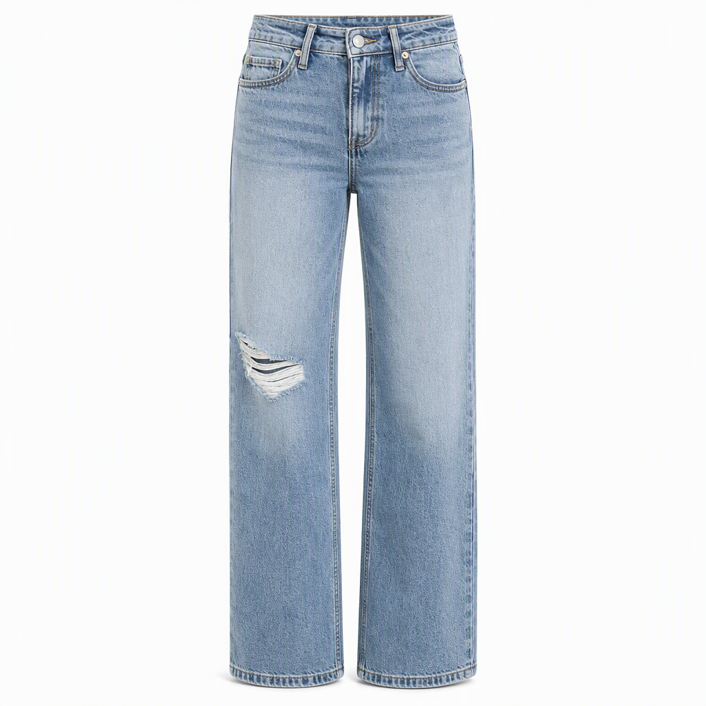 🔥 50% RABATT – nur heute! Damen High-Waist Jeans – ausgefranst & Wide-Leg, lässig & bequem