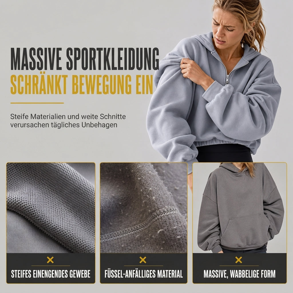 📢🎉50%Rabatt!!!🛍️✨Damen-Kurzformatiges Hoodie mit Reißverschluss und Kontrastbesatz, langärmelig,Sweatshirt für Herbst und Winter