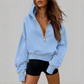 📢🎉50%Rabatt!!!🛍️✨Damen-Kurzformatiges Hoodie mit Reißverschluss und Kontrastbesatz, langärmelig,Sweatshirt für Herbst und Winter