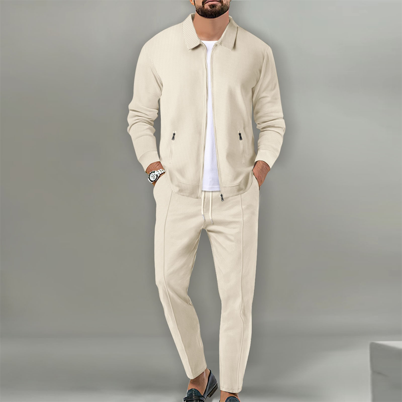 🔥Beliebtes Produkt ！✨Herren stilvolles 2-teiliges Set: Jacke mit Hemdkragen und Jogginghose