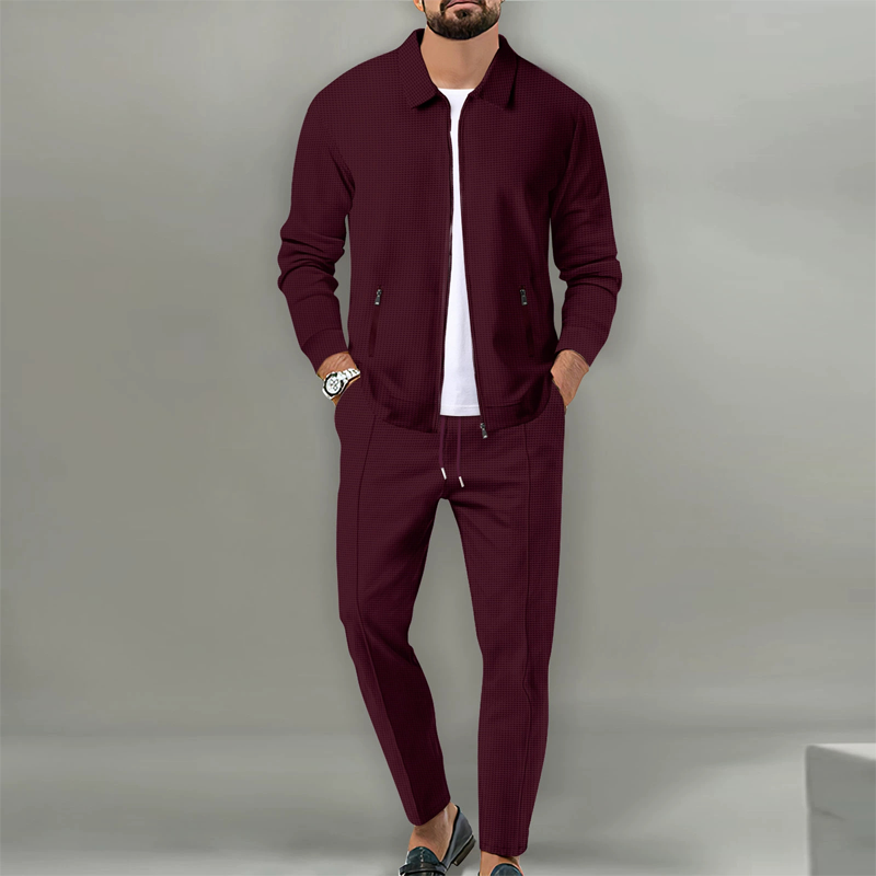 🔥Beliebtes Produkt ！✨Herren stilvolles 2-teiliges Set: Jacke mit Hemdkragen und Jogginghose