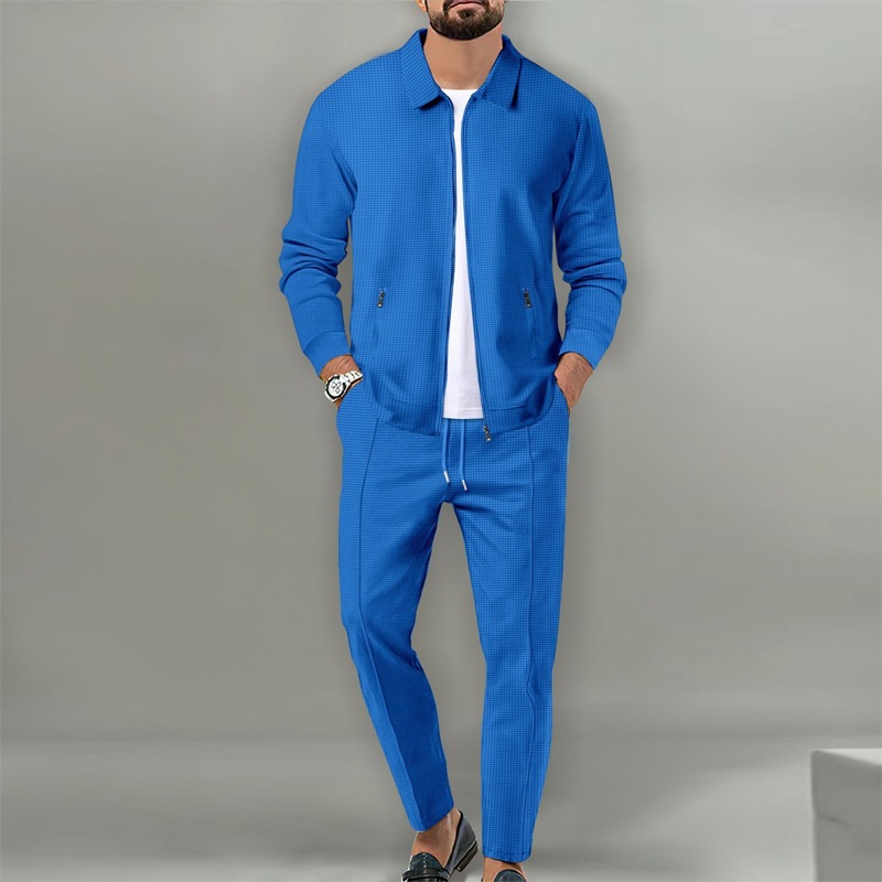 🔥Beliebtes Produkt ！✨Herren stilvolles 2-teiliges Set: Jacke mit Hemdkragen und Jogginghose