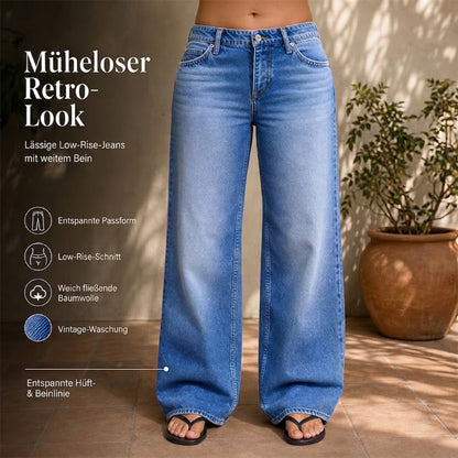 🎁🎁Heute – 50%!👖🔥Mühelos schicke, locker sitzende Jeans mit weitem Bein
