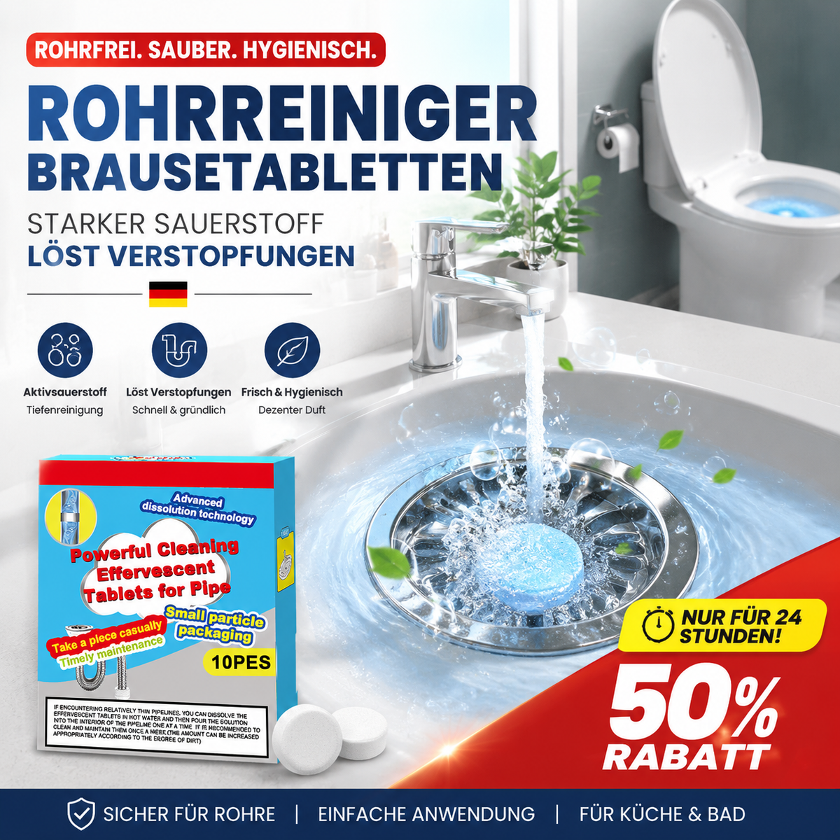💧 Leistungsstarke Brausetabletten zur Rohrreinigung