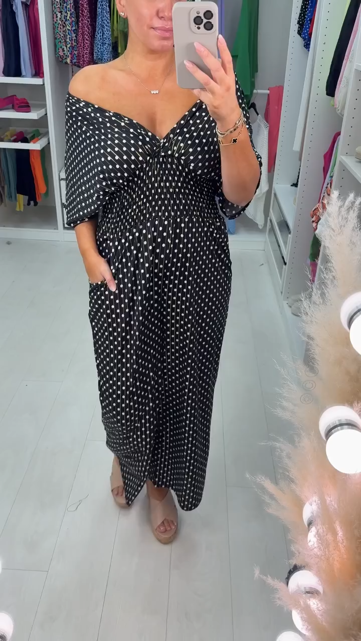 💖Jumpsuit mit elastischer Taille und Punktemuster